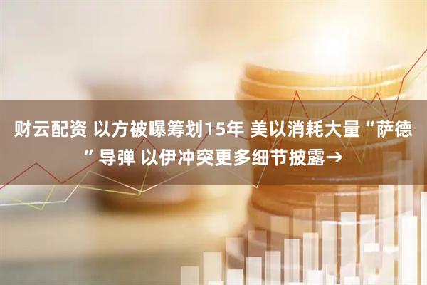 财云配资 以方被曝筹划15年 美以消耗大量“萨德”导弹 以伊冲突更多细节披露→