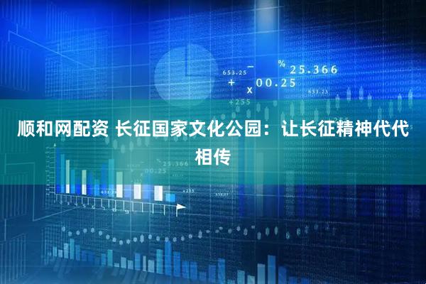 顺和网配资 长征国家文化公园：让长征精神代代相传