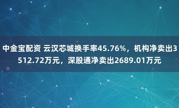 中金宝配资 云汉芯城换手率45.76%，机构净卖出3512.72万元，深股通净卖出2689.01万元